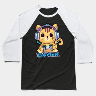 Gamer Cat Kawaii Baseball T-Shirt